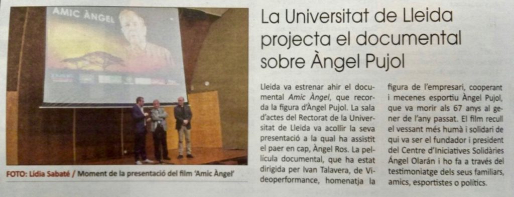 Proyección del film Amic Àngel en la Universitat de Lleida